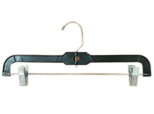 New Black 14" Bottom Hanger With Silver Bar Silver Clips